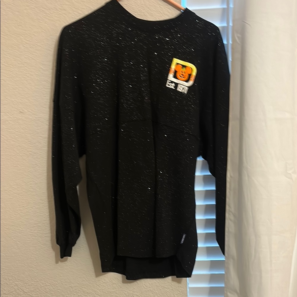 Disney Black Long Sleeve Tee with Ribbed Cuffs, Halloween Addition